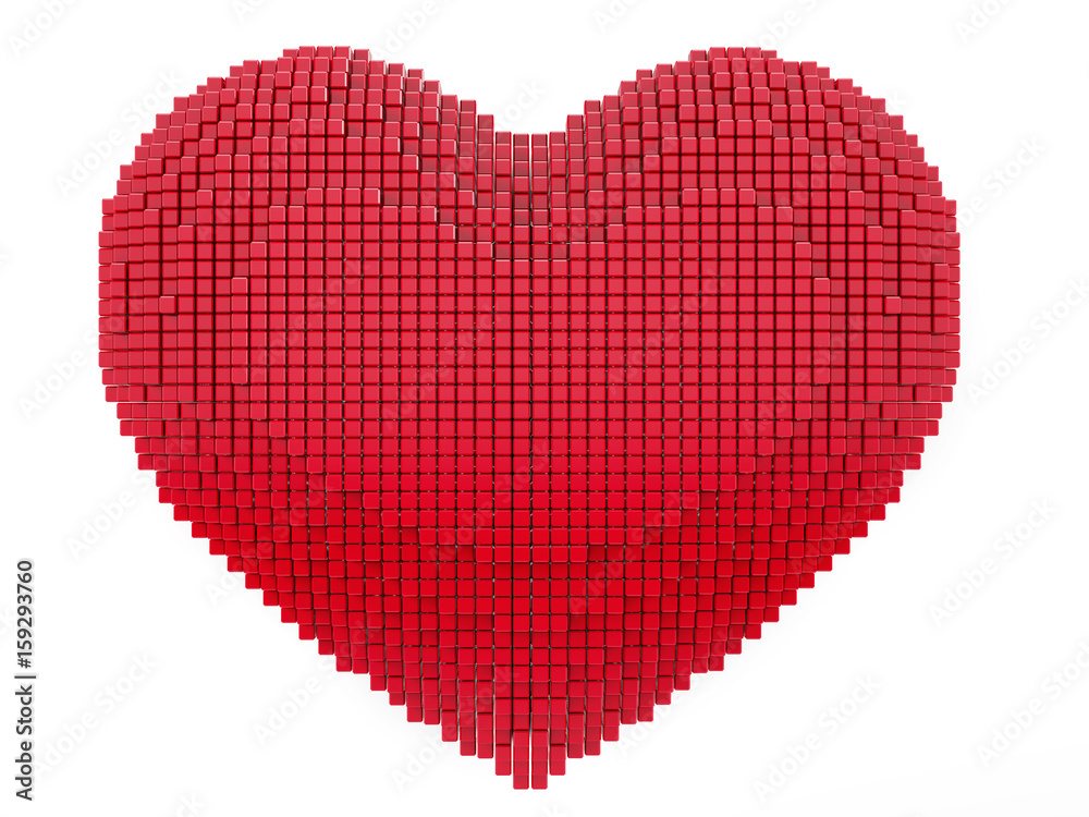 Love and Valentine Day concept. 3d pixel art heart - 3d render Love and Valentine Day concept. 3d pixel art heart - 3d render