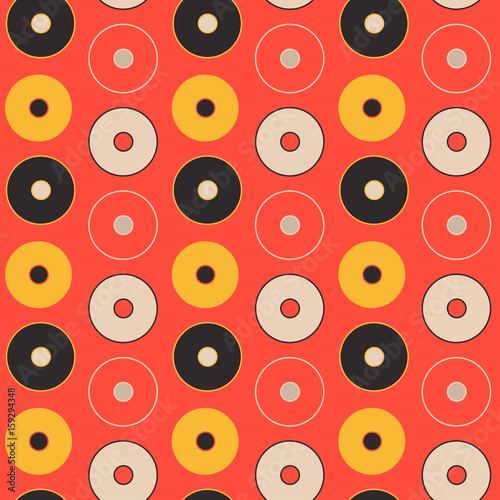 circles and dots seamless pattern in orange and brown