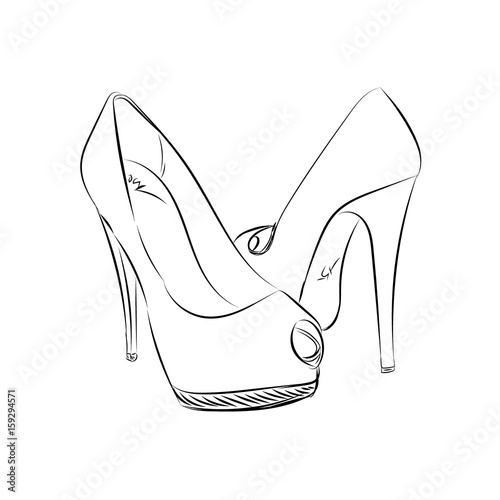 high heels, sketch style, vector illustration
