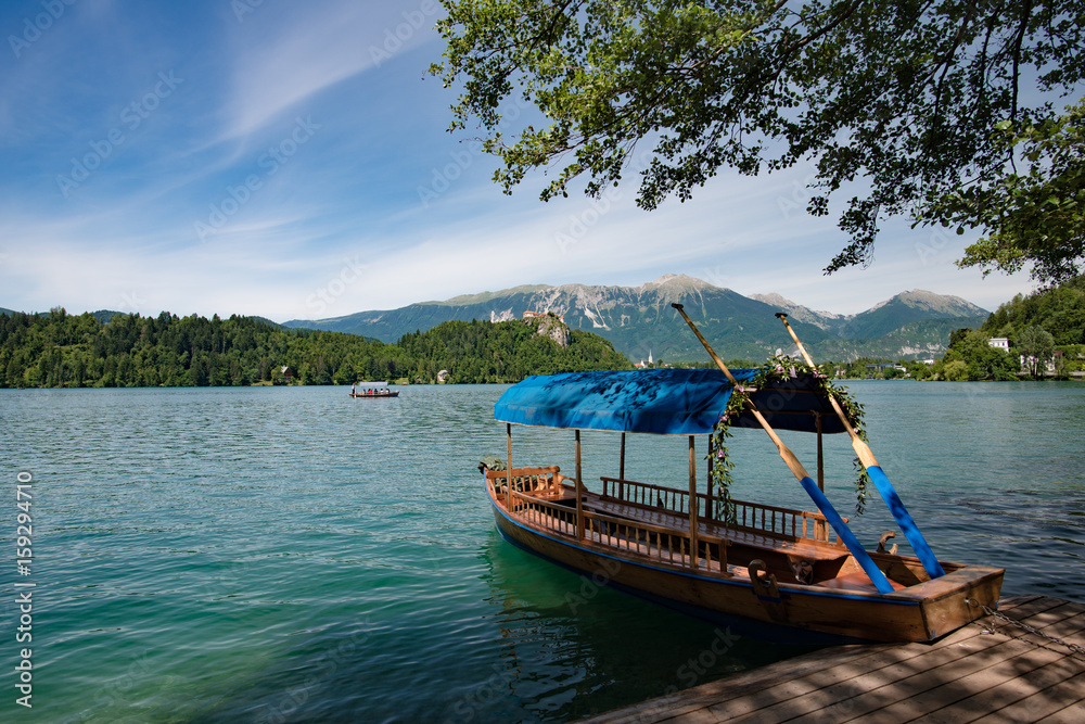 Wooden boat on Lake Bled, Slovenia