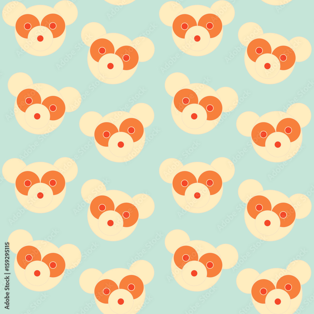 Fototapeta premium stylized baby bears seamless pattern in soft blue and orange