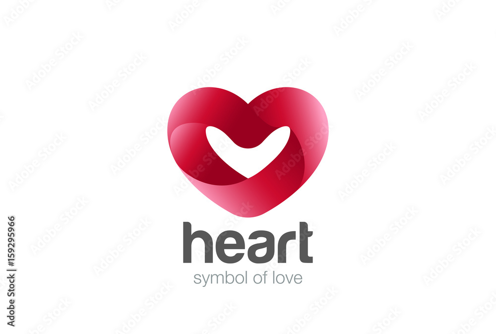 Heart ribbon Logo vector. Love Cardiology icon. Valentines Day
