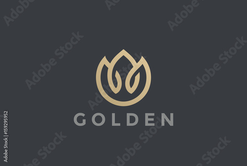 Gold Flower abstract Logo vector Linear Fashion Jewelry icon #159295952