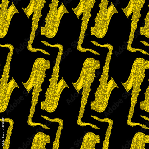 Seamless pattern with saxophone