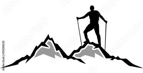 Silhouette Berg Wanderer
