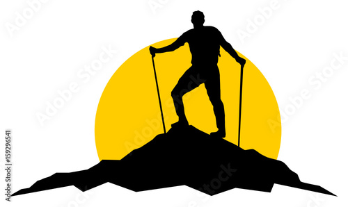 Silhouette Berg Wanderer