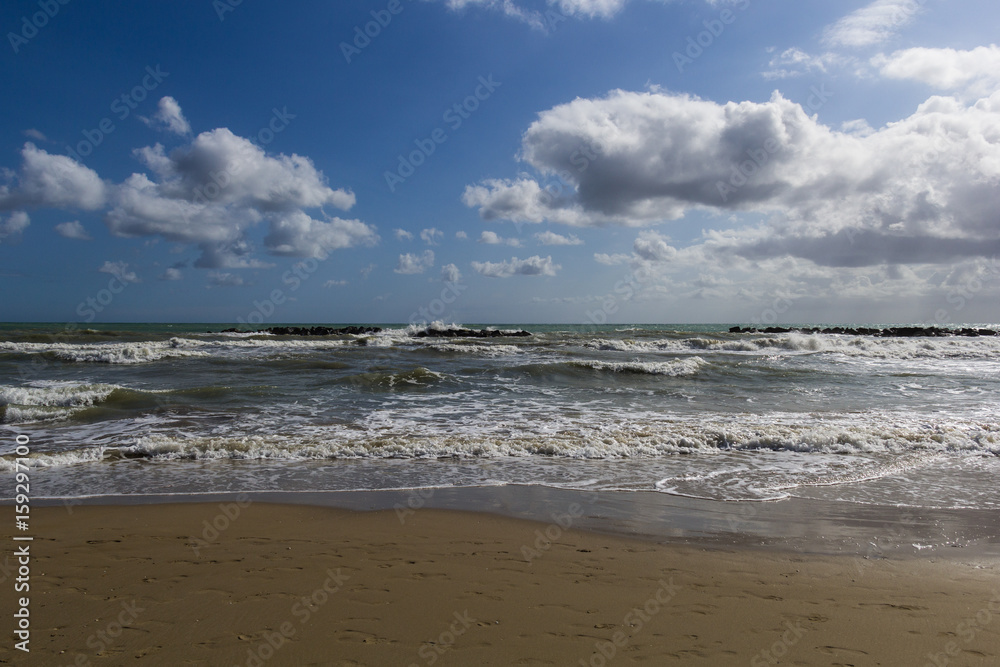 Beach with sea shaken-2