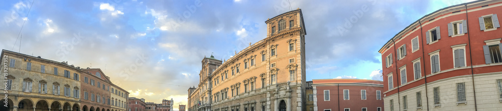 Modena buildings on main square, panoramic view