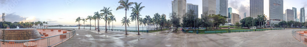 Panoramic view of Downtown Miami from city park, FL