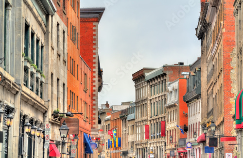 Buildings on St Paul street in Old Montreal, Canada photo