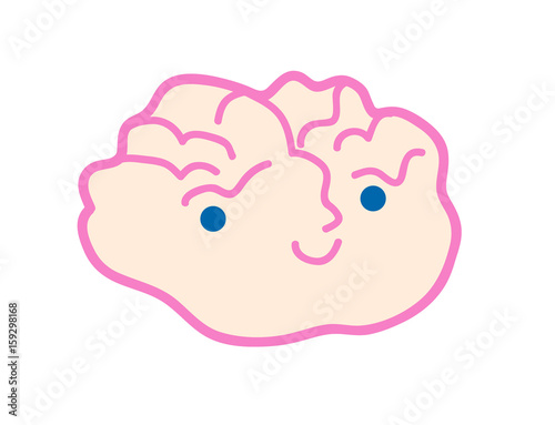Cartoon style fun human brain. Vector illustration