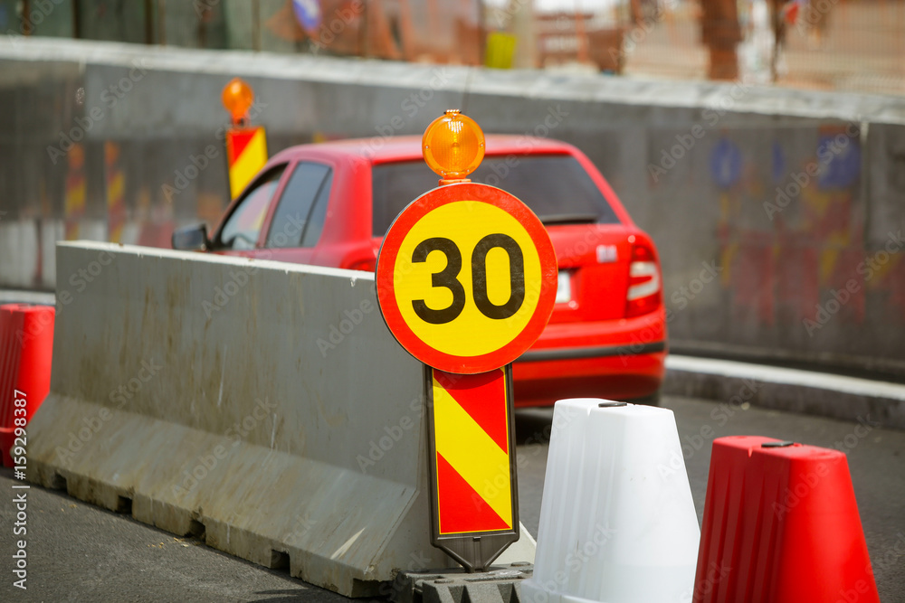 Road construction site