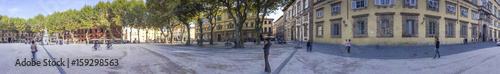 LUCCA, ITALY - OCTOBER 2015: Tourists in Napoleon Square. Lucca is a major destination in Tuscany