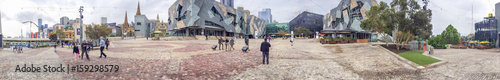 MELBOURNE - NOVEMBER 2015: Panoramic view of Federation Square. Melbourne attracts 10 million tourists annually