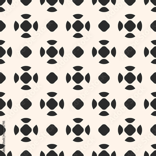 Vector monochrome seamless pattern  dotted endless minimalist texture  simple abstract background with rounded figures. Repeat geometric tiles. Design for prints  textile  decor  fabric  manufacturing