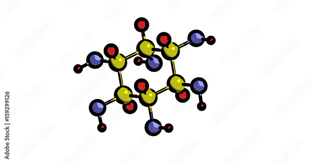 Molecular structure of inositol (vitamin B8), 3D rendering