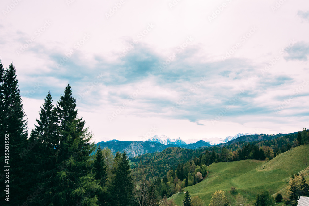 Fototapeta premium Autumn landscape with mountain view