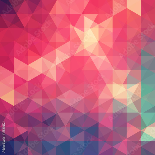 Geometric pattern, triangles vector background in red, pink, green, blue  tones. Illustration pattern