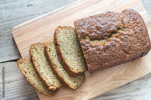 Bild auf Leinwand Zucchini bread on the wooden board