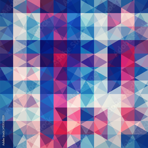 Background of pink, blue, purple geometric shapes. Abstract triangle geometrical background. Mosaic pattern. Vector EPS 10. Vector illustration