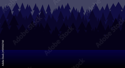 deep night in the forest. simple flat background.