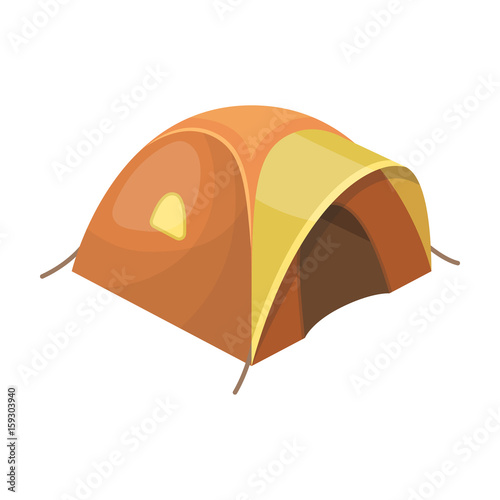 Tent tourist with awning.Tent single icon in cartoon style vector symbol stock illustration .