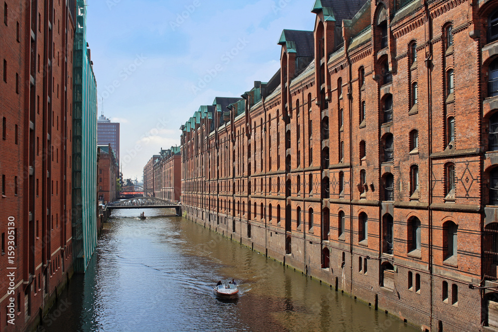 Speicherstadt is a old storage and warehouse district in Hamburg