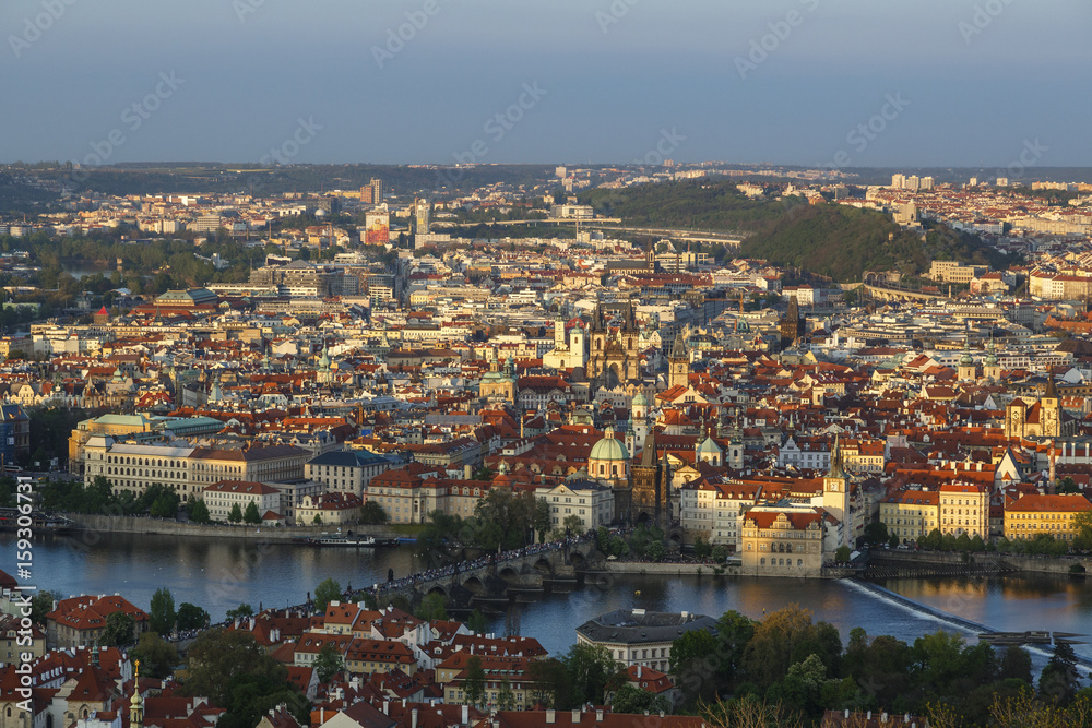 View over Prague seen from the Petrin Tower, Prague, Czech Republic.. View over Prague seen from the Petrin Tower, Prague, Czech Republic..