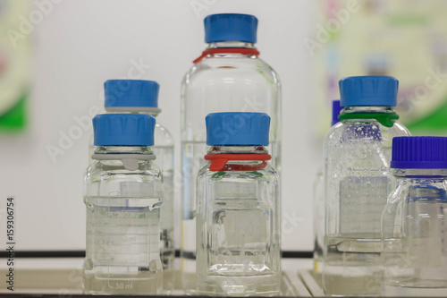 Glass bottles used in scientific experiments, laboratory equipment