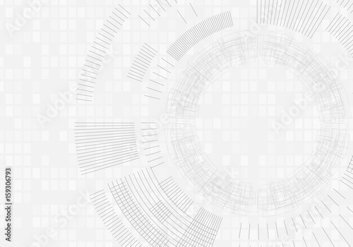 Technology background with lines circles image light gray. Vector.