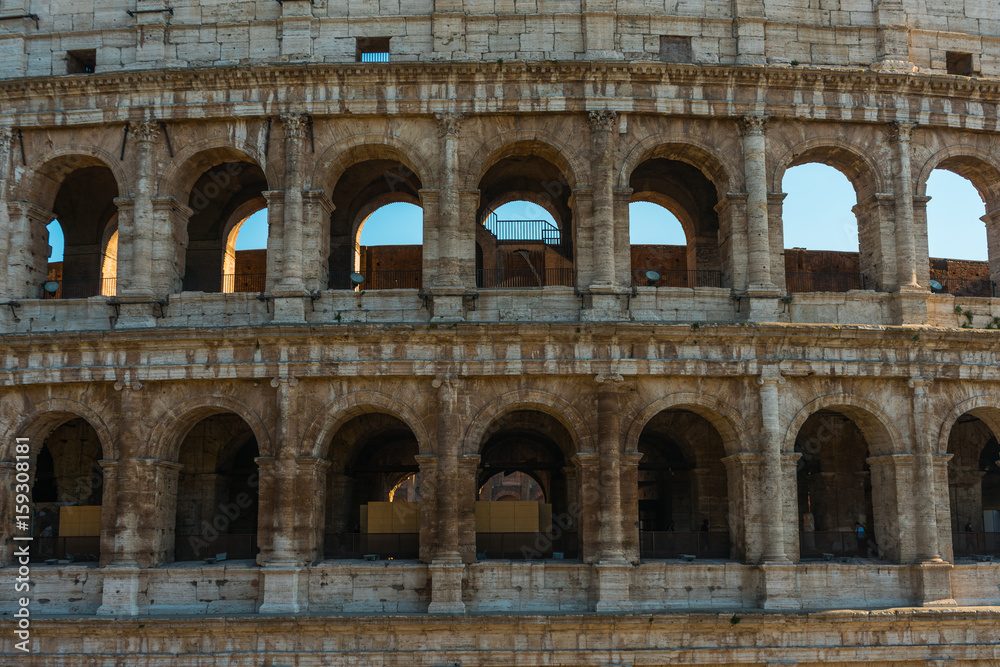 Detailed view of the wall of the Colosseum