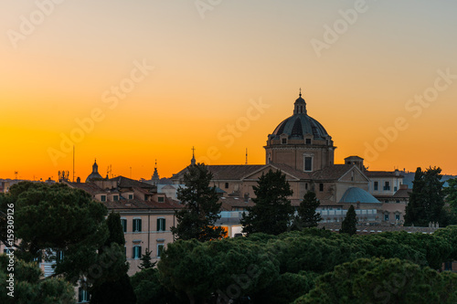 Sunset over Rome and St Peters Basilica