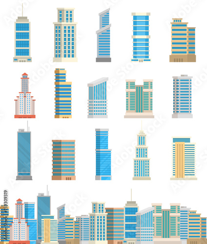 Skyscrapers buildings isolated tower office city architecture house business ...