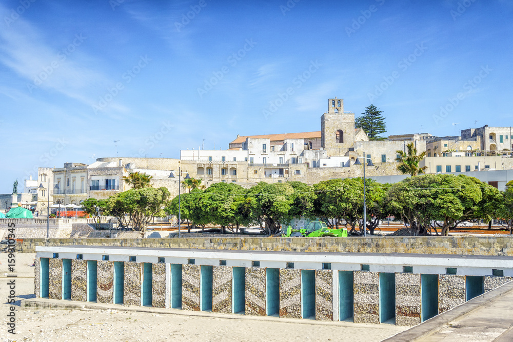 Otranto with sandy beach and historic sites, Apulia, Italy