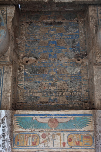 Bas-relief details of the Medinet Habu temple entrance, Luxor, Egypt