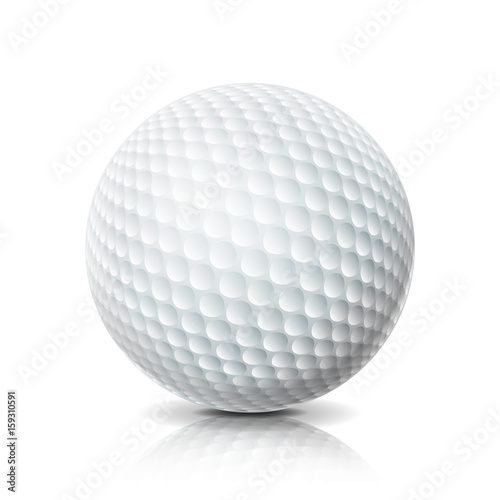 Realistic Golf Ball Isolated On White Background. Three-dimensional. Vector Illustration.