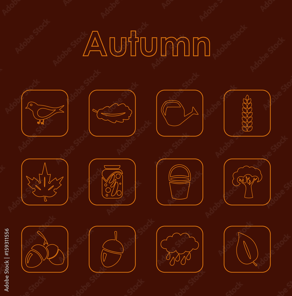 Set of autumn simple icons