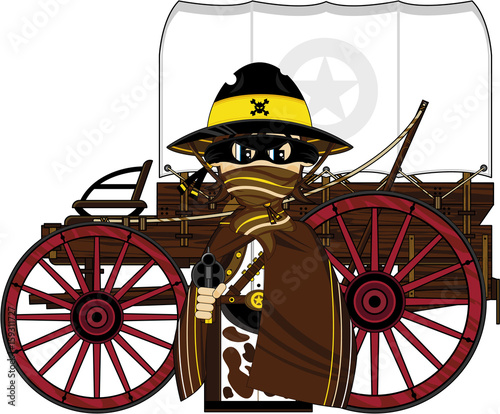 Cartoon Cowboy and Chuck Wagon