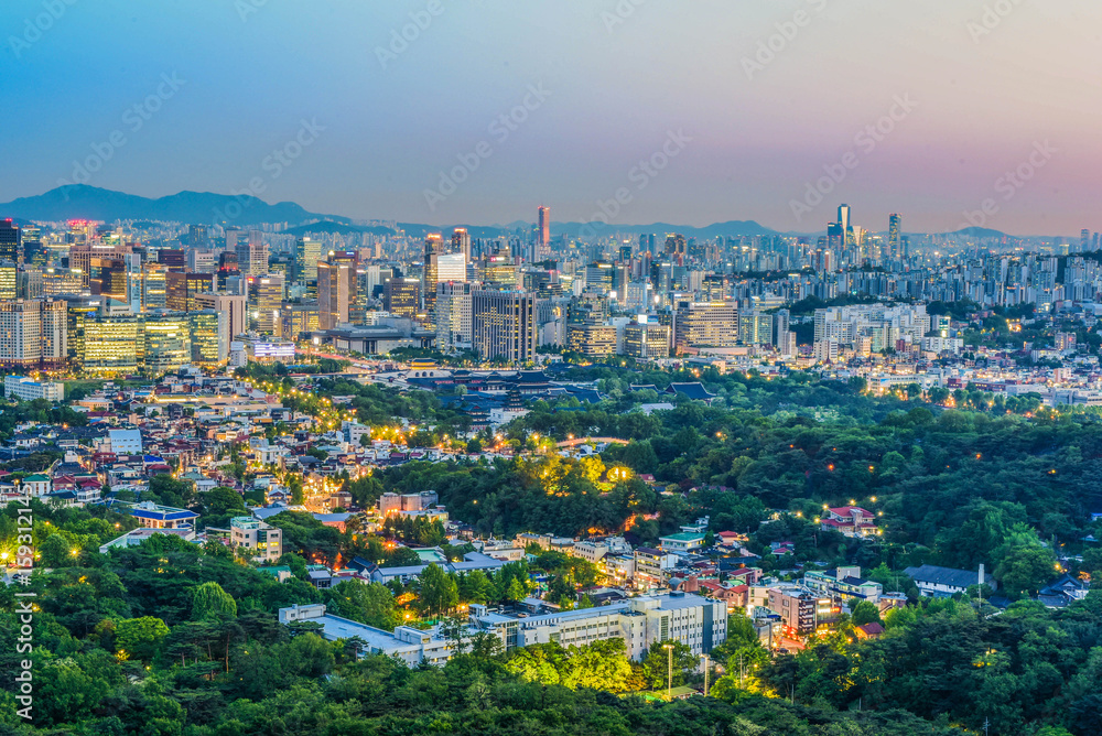 city skyline, seoul night, korea 