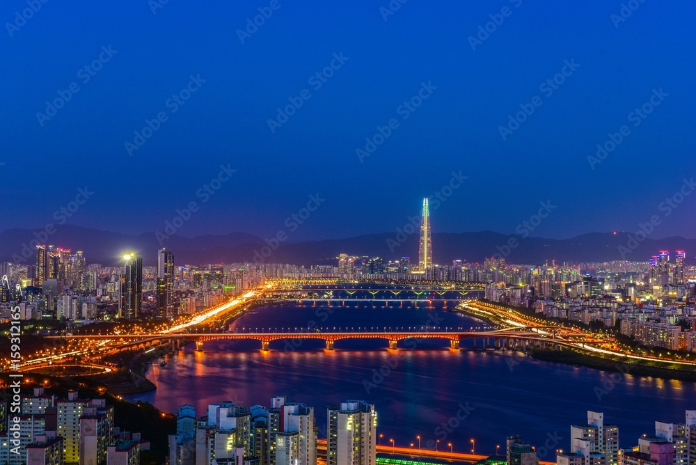 city skyline, seoul night, korea 6