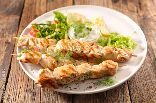 fried chicken skewer and lettuce