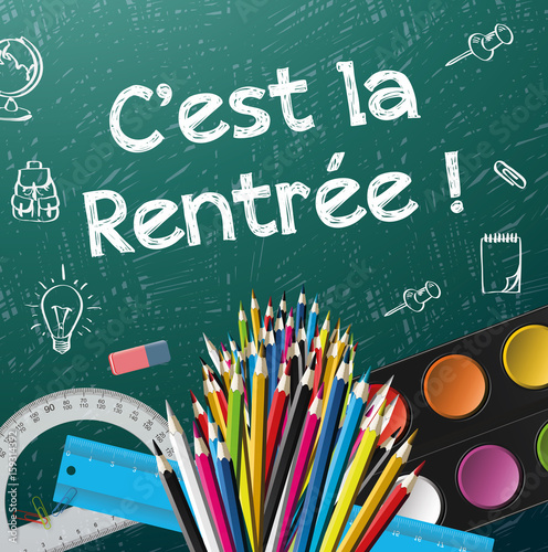 Rentrée scolaire, tableau et fournitures