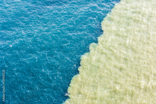 Freshwater mixing with salt water near estuary mouth