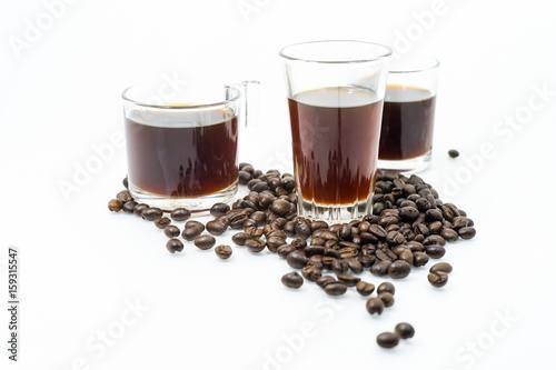 drif coffee in clear glass with coffee bean.