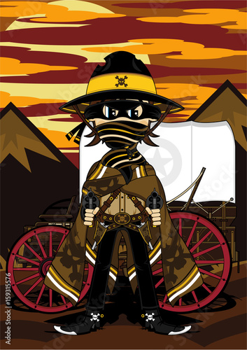 Cartoon Cowboy and Chuck Wagon