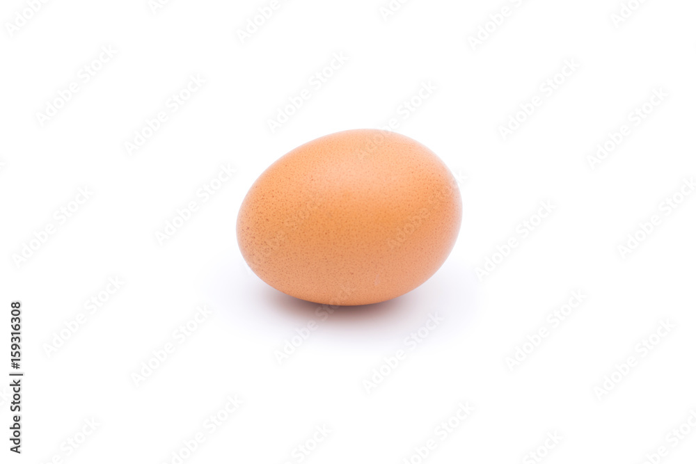 Single brown chicken egg isolated on white background