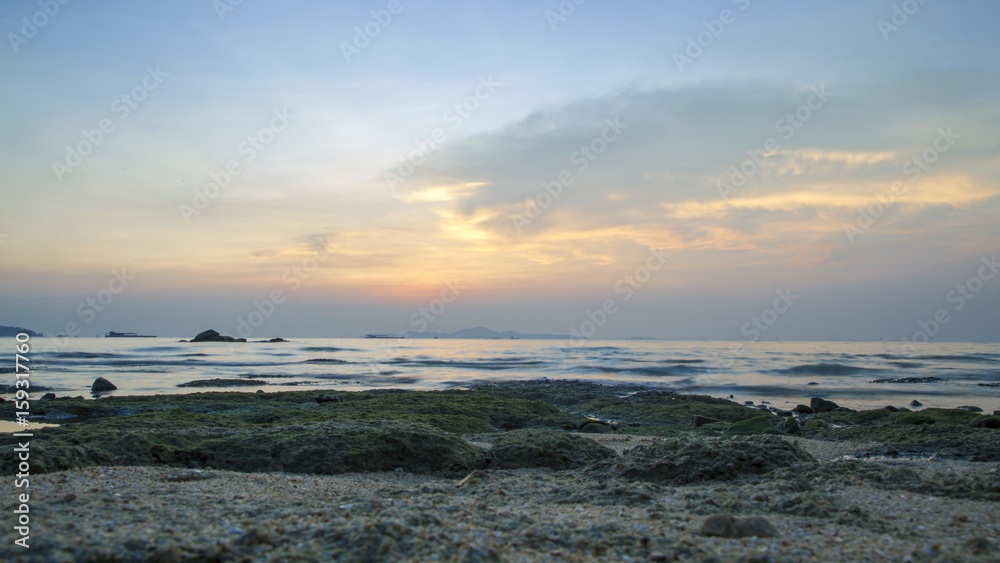 Sunset in the sea beach
