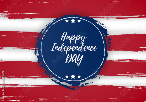 4 of July USA Independence Day greeting card. National flag design.