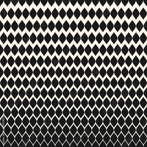 Halftone seamless pattern, vector monochrome texture with vertical gradient transition effect. Illustration of mesh, lattice, tissue. Abstract repeat background. Design for prints, textile, fabric