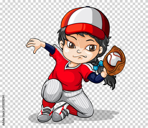 Photography Girl baseball player on transparent background